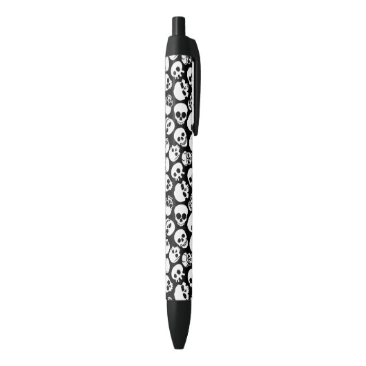 Skulls in Black Background Pattern Zwarte Inkt Pen (Achterkant (Verticaal))