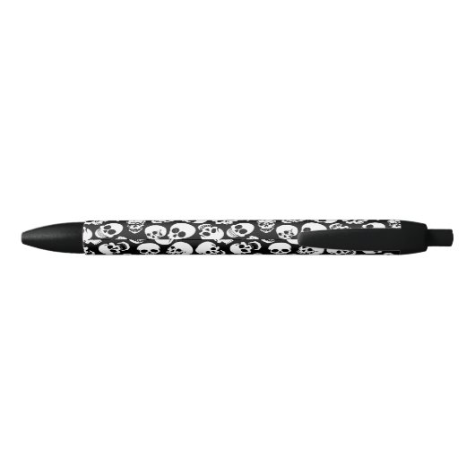 Skulls in Black Background Pattern Zwarte Inkt Pen (Achterkant)