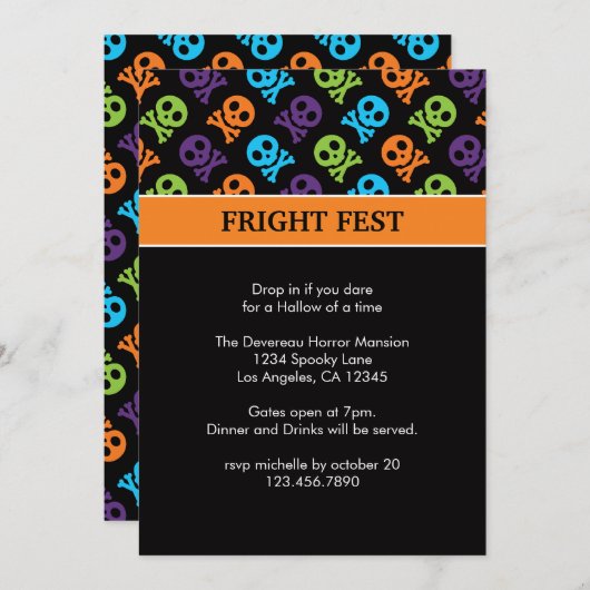 Skulls in Botten Halloween Party Invitation Kaart (Voorkant / Achterkant)