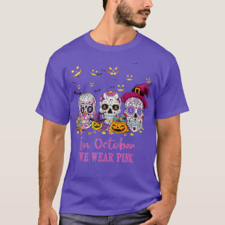 Skulls in oktober Draag roze borstkanker T-shirt