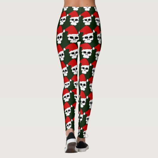 Skulls in rode kerstmantels leggings (Achterkant)