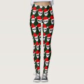 Skulls in rode kerstmantels leggings (Voorkant)