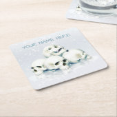 Skulls in the snow. Personalized Kartonnen Onderzetters (Schuin)