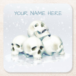 Skulls in the snow. Personalized Kartonnen Onderzetters