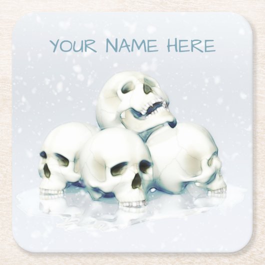 Skulls in the snow. Personalized Kartonnen Onderzetters (Voorkant)