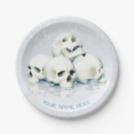 Skulls in the snow. Personalized Papieren Bordje