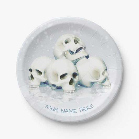 Skulls in the snow. Personalized Papieren Bordje (Voorkant)