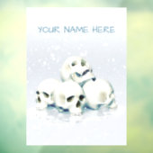 Skulls in the snow. Personalized Raamsticker (Vel 3)