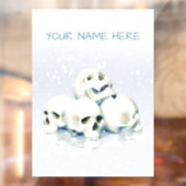 Skulls in the snow. Personalized Raamsticker (Vel 2)