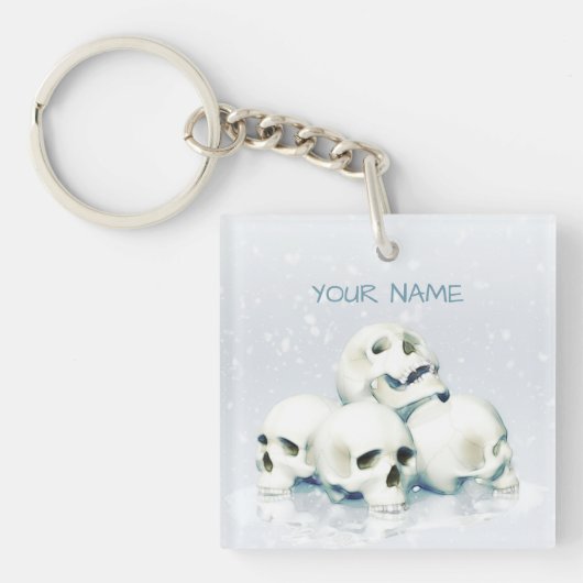 Skulls in the snow. Personalized Sleutelhanger (Voorkant)
