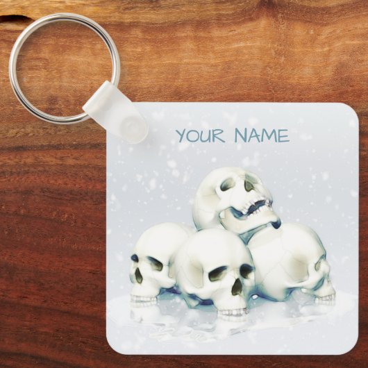 Skulls in the snow. Personalized Sleutelhanger (Voorkant)