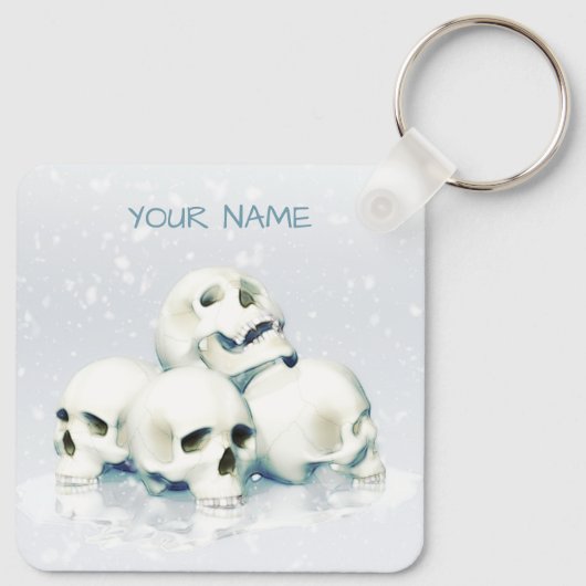 Skulls in the snow. Personalized Sleutelhanger (Achterkant)