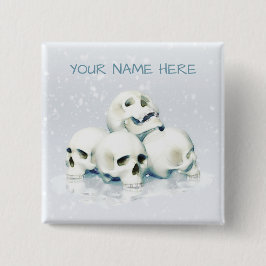 Skulls in the snow. Personalized Vierkante Button 5,1 Cm