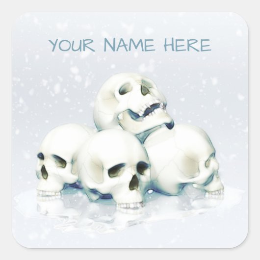 Skulls in the snow. Personalized Vierkante Sticker (Voorkant)