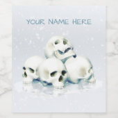 Skulls in the snow. Personalized Wijn Etiket (Enkel label)