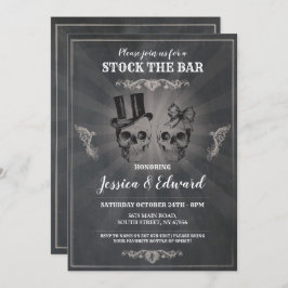 Skulls is de Bar Halloween Chalk Invitation Kaart
