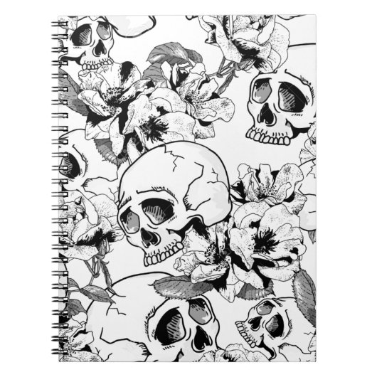 Skulls Jumged Rozen Notitieboek (Voorkant)