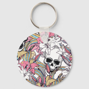 Skulls Lily Flowers: Boho . Sleutelhanger