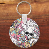 Skulls Lily Flowers: Boho . Sleutelhanger (Achterkant)