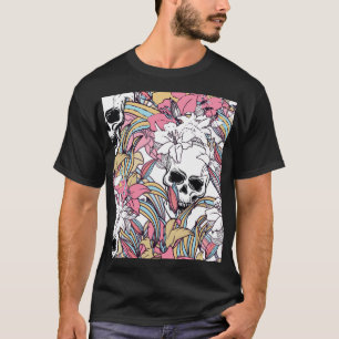 Skulls Lily Flowers: Boho . T-shirt