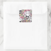 Skulls Lily Flowers: Boho . Vierkante Sticker (Tas)