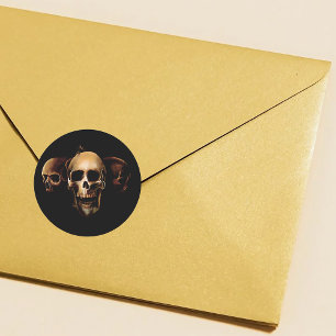 Skulls Menselijk Zwart Ronde Sticker
