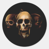 Skulls Menselijk Zwart Ronde Sticker (Voorkant)