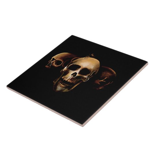Skulls Menselijk Zwart Tegeltje (Zijkant)