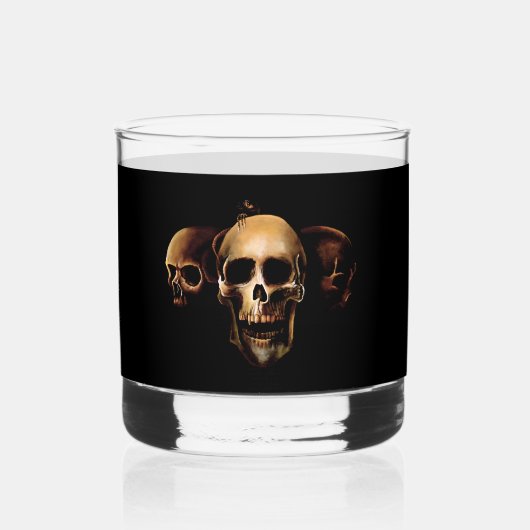 Skulls Menselijk Zwart Whisky Glas (Voorkant)