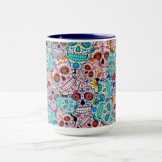 Skulls met bloemen mok (Midden)