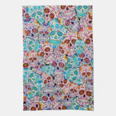 Skulls met bloemen  theedoek (Verticaal)