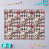 Skulls met Rozen en Roze Gecontroleerd Tissuepapier (Craft)
