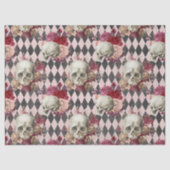 Skulls met Rozen en Roze Gecontroleerd Tissuepapier (Voorkant)