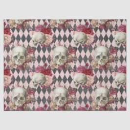 Skulls met Rozen en Roze Gecontroleerd Tissuepapier
