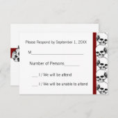 Skulls met Stripe (Red) RSVP-kaart RSVP Kaartje (Voorkant / Achterkant)