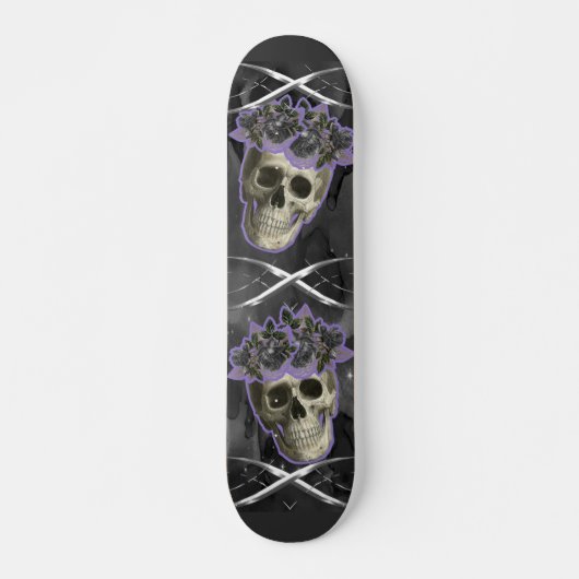 Skulls met zilverdetails en paarse smog persoonlijk skateboard (Voorkant)