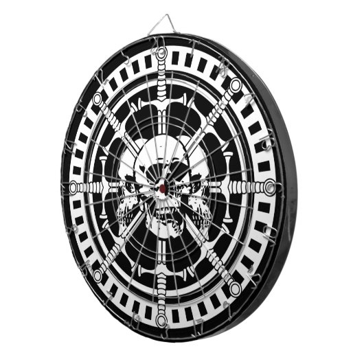Skulls met zwaarden dartbord (Voorkant Rechts)