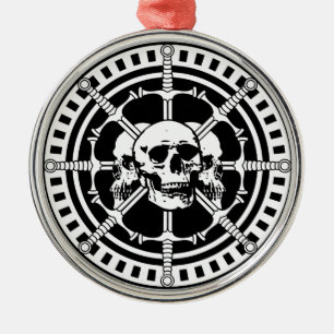 Skulls met zwaarden metalen ornament