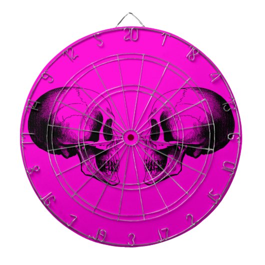 Skulls Metal Cage Pink Dartboard Dartbord (Voorkant)