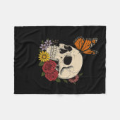 Skulls Monarch Butterfly Flowers Halloween Men Wom Fleece Deken (Voorkant (Horizontaal))