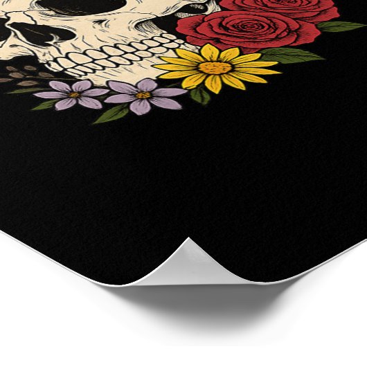 Skulls Monarch Butterfly Flowers Halloween Men Wom Poster (Hoek)