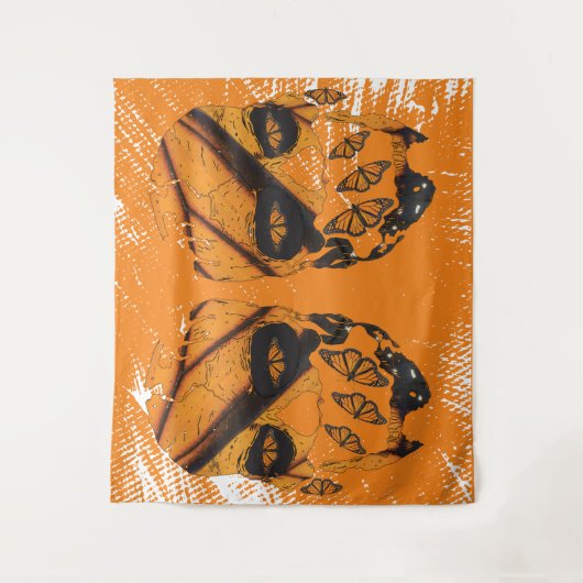 Skulls & Monarch Butterfly Wandkleed (Voorkant)