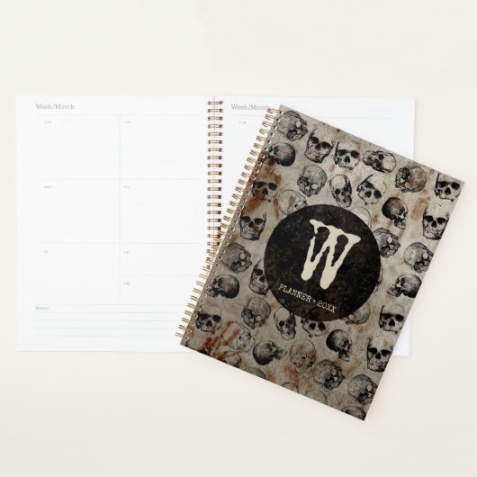  Skulls Monogram met verdringingsproblemen Planner (Display)