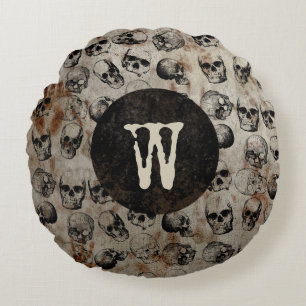 Skulls Monogram met verdringingsproblemen Rond Kussen