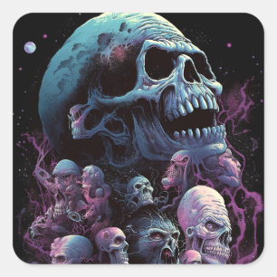 Skulls Monsters Horror Art Vierkante Sticker