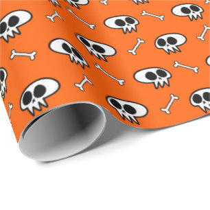 Skulls n' Botten (Oranje) Verpakkingspapier Cadeaupapier
