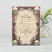 Skulls onder Rozen spookachtig feest Kaart (Staand voorkant)