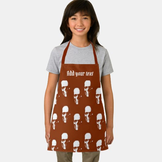 Skulls op bruin gebruik schort (Insitu)