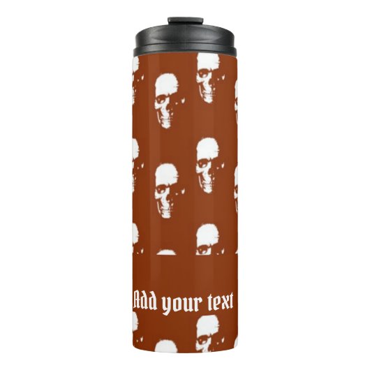 Skulls op bruin gebruik thermosbeker (Voorkant)