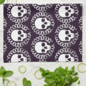 Skulls Paars en wit Theedoek (Gevouwen)
